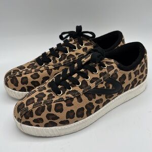 Tretorn Leopard Print Sneakers - Black and Tan